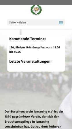 Vorschau der mobilen Webseite www.bv-ismaning.de, Burschenverein