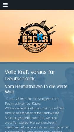 Vorschau der mobilen Webseite www.docks2850.de, Docks2850 - Deutschsprachige Rockmusik aus Bremerhaven