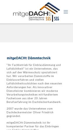 Vorschau der mobilen Webseite www.mitgedacht-daemmtechnik.de, mitgeDACHt Dämmtechnik - Thermofloc lizensiert
