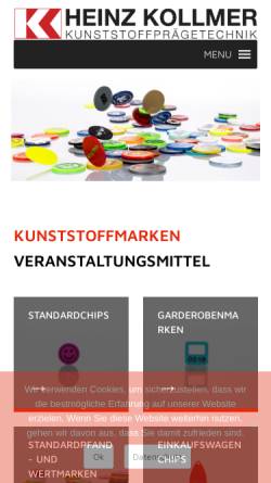 Vorschau der mobilen Webseite www.garderobenmarken.de, Heinz Kollmer GmbH
