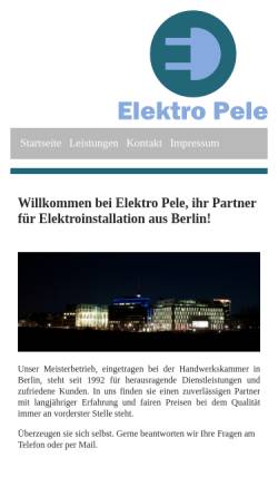 Vorschau der mobilen Webseite www.elektro-pele.de, Elektro Pele GmbH
