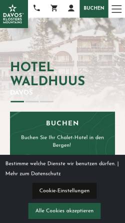 Vorschau der mobilen Webseite www.waldhuusdavos.ch, Hotel Davos - Arabella Hotel Waldhuus