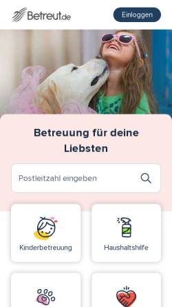 Vorschau der mobilen Webseite www.betreut.de, Betreut.de: Kinder- & Familiennahe Dienstleistungen 
