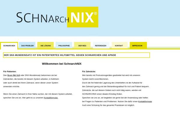 Vorschau von schnarchnix.de, SchnarchNIX - Patentierter, individueller snx-Mundeinsatz als Hilfsmittel gegen Schnarchen 