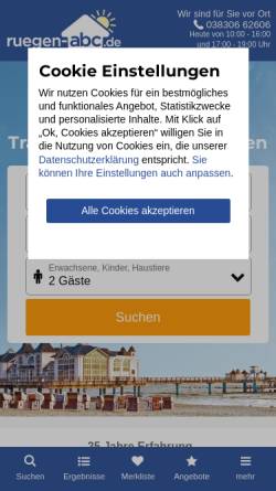 Vorschau der mobilen Webseite www.ruegen-abc.de, Rügen-ABC