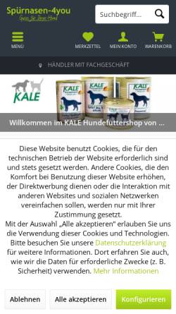 Vorschau der mobilen Webseite www.kale-hundefutter.de, Kale Hundefutter Shop