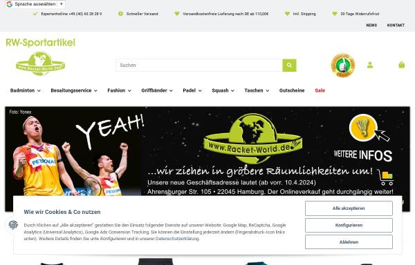 Vorschau von www.racket-world.de, RW-Sportartikel