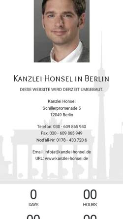 Vorschau der mobilen Webseite www.kanzlei-honsel.de, Kanzlei Honsel