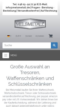 Vorschau der mobilen Webseite www.melsmetall.de, Melsmetall Tresor Vertriebs UG