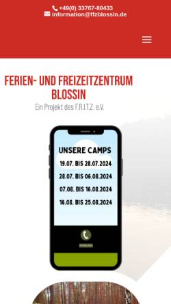 Vorschau der mobilen Webseite www.ffzblossin.de, Ferien- und Freizeitzentrum Blossin