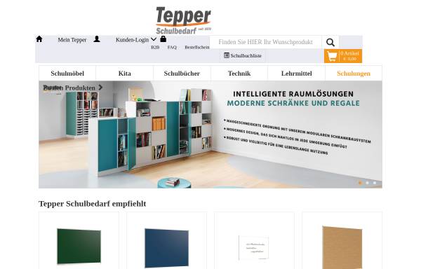 Vorschau von www.Tepper-Schulbedarf.de, Tepper-Schulbedarf - von A wie Aufbewahrung bis Z wie Zeichengräte
