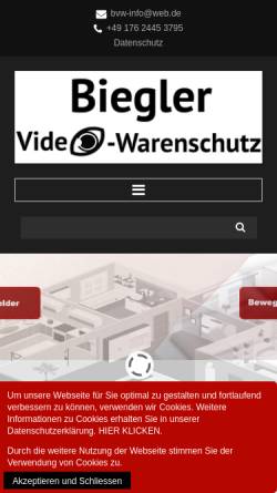 Vorschau der mobilen Webseite www.bvw-mg.de, Biegler Video Warenschutz