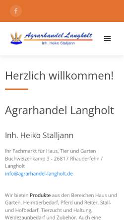 Vorschau der mobilen Webseite www.agrarhandel-langholt.de, Agrarhandel Langholt - Fachmarkt für Haus, Tier und Garten