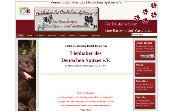 Vorschau von www.spitzliebhaberverein.de, Liebhaber des Deutschen Spitzes e.V.