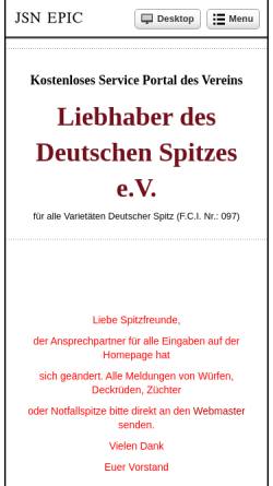 Vorschau der mobilen Webseite www.spitzliebhaberverein.de, Liebhaber des Deutschen Spitzes e.V.