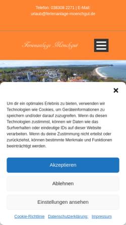 Vorschau der mobilen Webseite ferienanlage-moenchgut.de, Ferienanlage Mönchgut