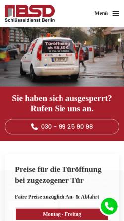 Vorschau der mobilen Webseite www.schluesseldienst-berlin.de, Schlüsseldienst Berlin BSD