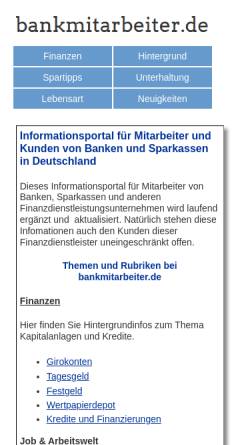 Vorschau der mobilen Webseite www.bankmitarbeiter.de, Bankmitarbeiter.de