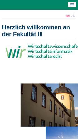Vorschau der mobilen Webseite www.uni-siegen.de, Fakultät III: Wirtschaftswissenschaften, Wirtschaftsinformatik und Wirtschaftsrecht