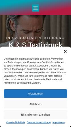 Vorschau der mobilen Webseite ks-textildruck.de, K&S Textildruck GmbH & Co. KG