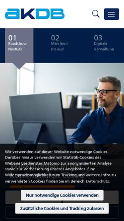 Vorschau der mobilen Webseite www.akdb.de, AKDB - Anstalt für Kommunale Datenverarbeitung in Bayern
