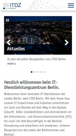Vorschau der mobilen Webseite www.itdz-berlin.de, ITDZ Berlin - IT-Dienstleistungszentrum Berlin