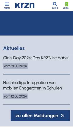 Vorschau der mobilen Webseite www.krzn.de, KRZN - Zweckverband Kommunales Rechenzentrum Niederrhein