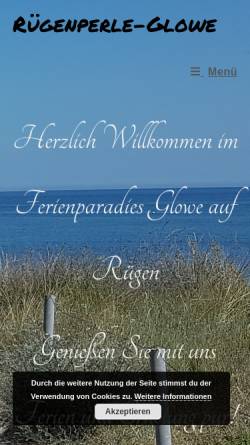 Vorschau der mobilen Webseite www.ruegenperle-glowe.de, Ferienwohnung Köke