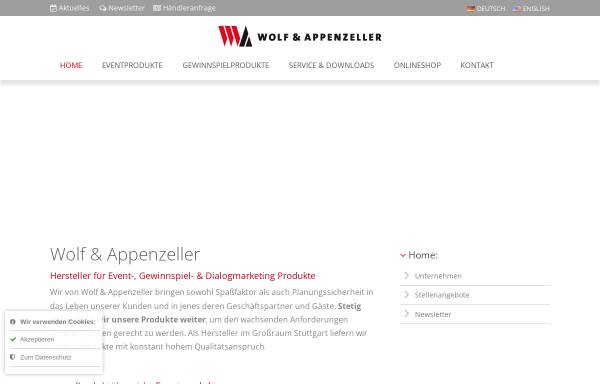 Vorschau von eintrittsbaendchen.de, Wolf & Appenzeller GmbH