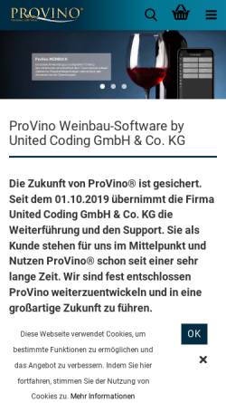 Vorschau der mobilen Webseite provino.de, ProVino