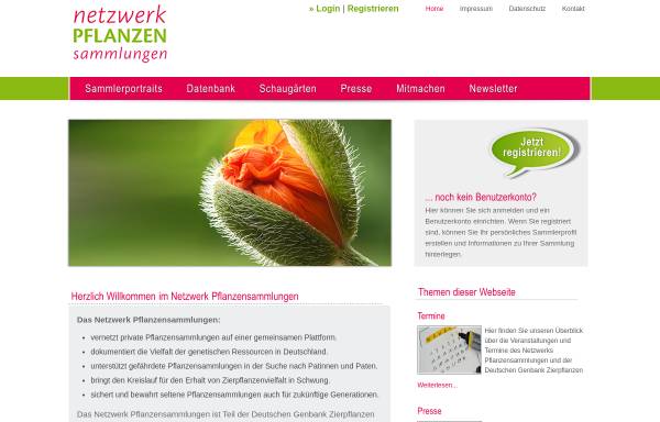 Vorschau von www.netzwerkpflanzensammlungen.de, Netzwerk Pflanzensammlungen