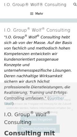 Vorschau der mobilen Webseite io-group.de, Wolf I.O. Group GmbH