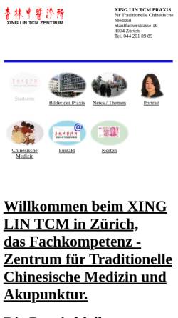 Vorschau der mobilen Webseite www.xinglin.ch, Xing Lin Zentrum Zürich