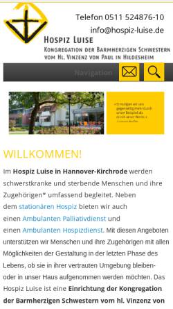 Vorschau der mobilen Webseite www.hospiz-luise.de, Hospiz Luise