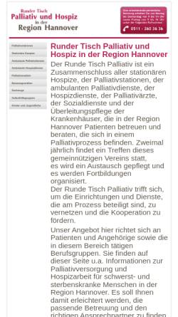 Vorschau der mobilen Webseite palliativ-hospiz-hannover.info, Runder Tisch Palliativ und Hospiz in der Region Hannover