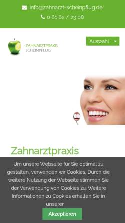 Vorschau der mobilen Webseite www.zahnarzt-scheinpflug.de, Zahnarztpraxis Scheinpflug
