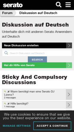 Vorschau der mobilen Webseite serato.com, Serato Forum Deutsch