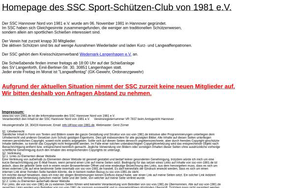 Vorschau von www.ssc-von-1981.de, SSC Hannover Nord von 1981 e.V.