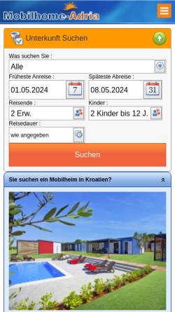 Vorschau der mobilen Webseite www.mobilhome-adria.de, Mobilhome Adria