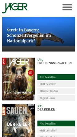 Vorschau der mobilen Webseite www.jaegermagazin.de, Jäger