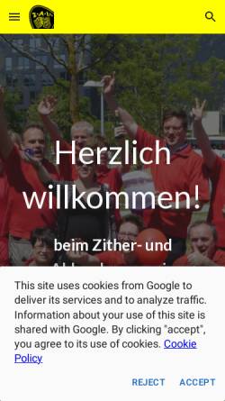Vorschau der mobilen Webseite www.zav-kirchheim-teck.de, Zither- und Akkordeonverein Kirchheim unter Teck
