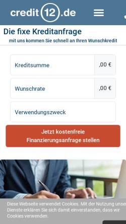 Vorschau der mobilen Webseite www.credit12.de, Finanzvermittlung Zander GmbH