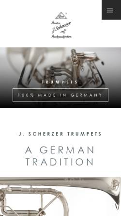 Vorschau der mobilen Webseite www.scherzer-trompeten.de, Meister J. Scherzer Trompeten