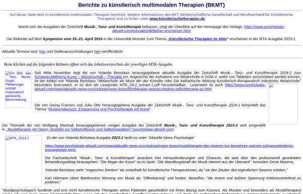 Vorschau von www.bkmt.de, Berufsverband für Kunst-, Musik- und Tanztherapie