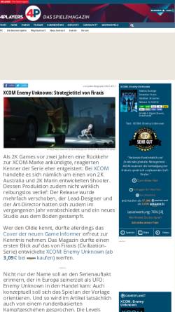 Vorschau der mobilen Webseite www.4players.de, 4players.de: XCOM: Enemy Unknown (360,PC,PS3) - Strategietitel von Firaxis