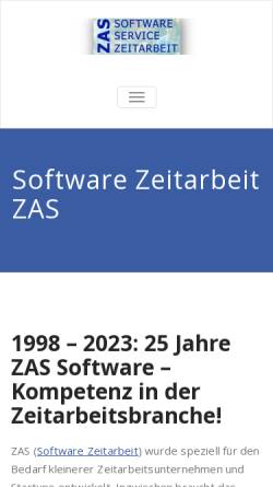 Vorschau der mobilen Webseite software-zeitarbeit.de, ZAS, Inh. Olaf Michel