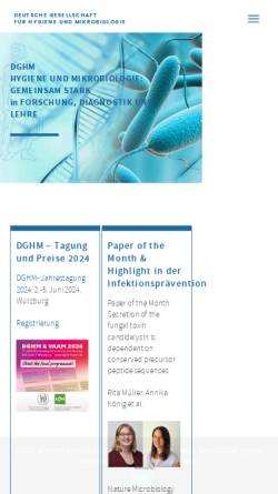 Vorschau der mobilen Webseite www.dghm.org, DGHM e.V. - Deutsche Gesellschaft für Hygiene und Mikrobiologie
