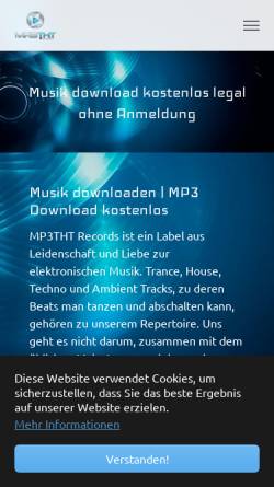 Vorschau der mobilen Webseite www.mp3tht.de, Musik kostenlos downloaden legal