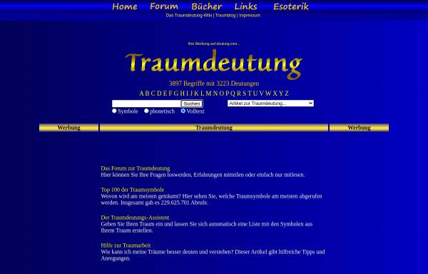 Vorschau von www.deutung.com, Online Symbollexikon