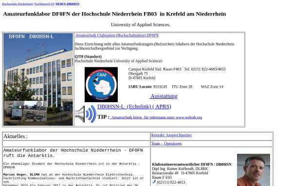 Vorschau von df0fn.hsnr.de, HS Niederrhein, Interessengemeinschaft Amateur- und Notfunk